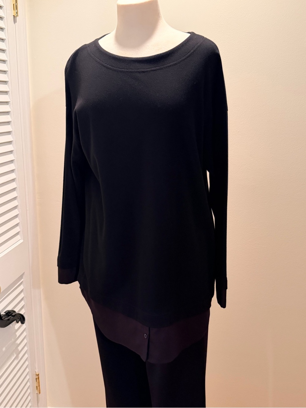 Lafayette 148 New York Black Layered-Hem Sweatshirt